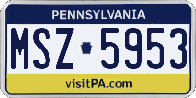 PA license plate MSZ5953