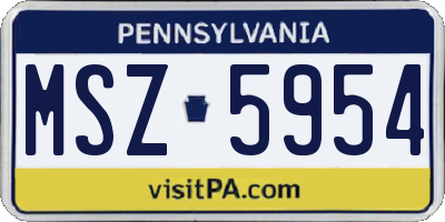 PA license plate MSZ5954