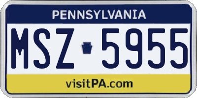 PA license plate MSZ5955