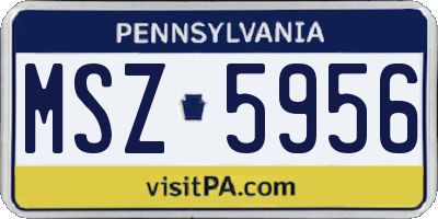 PA license plate MSZ5956