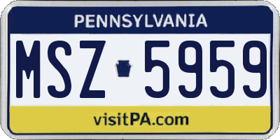 PA license plate MSZ5959