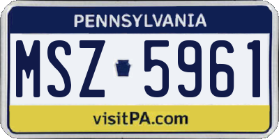 PA license plate MSZ5961