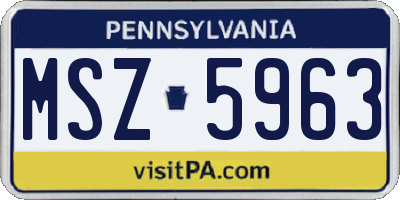 PA license plate MSZ5963