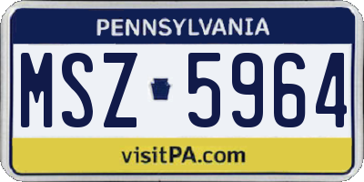 PA license plate MSZ5964