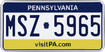 PA license plate MSZ5965