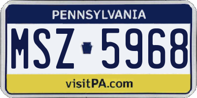 PA license plate MSZ5968