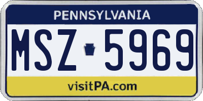 PA license plate MSZ5969