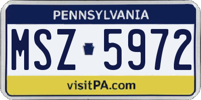 PA license plate MSZ5972