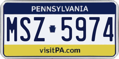 PA license plate MSZ5974