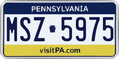 PA license plate MSZ5975