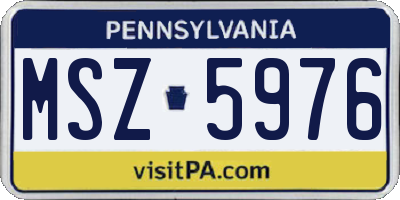 PA license plate MSZ5976