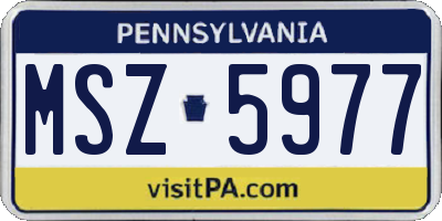 PA license plate MSZ5977