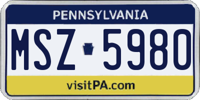 PA license plate MSZ5980