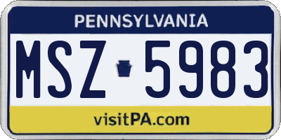 PA license plate MSZ5983