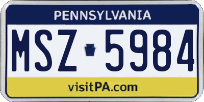 PA license plate MSZ5984