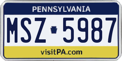 PA license plate MSZ5987