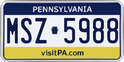 PA license plate MSZ5988