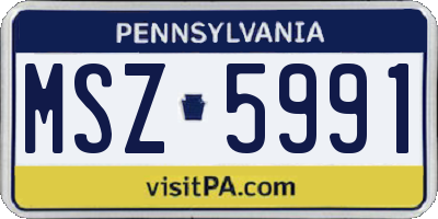 PA license plate MSZ5991