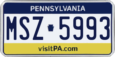 PA license plate MSZ5993