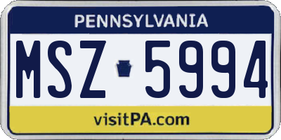 PA license plate MSZ5994
