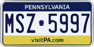 PA license plate MSZ5997