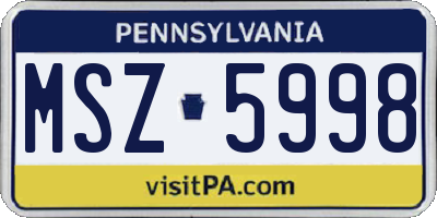 PA license plate MSZ5998