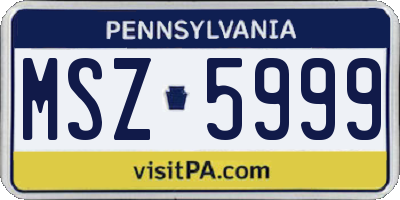 PA license plate MSZ5999