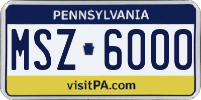 PA license plate MSZ6000