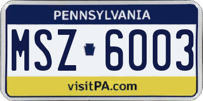 PA license plate MSZ6003