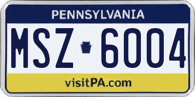 PA license plate MSZ6004