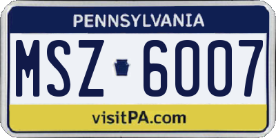 PA license plate MSZ6007