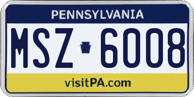PA license plate MSZ6008