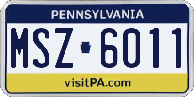 PA license plate MSZ6011