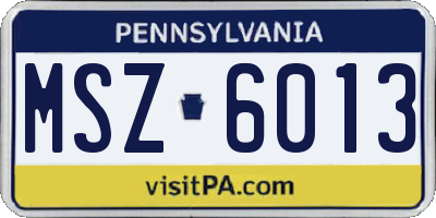 PA license plate MSZ6013