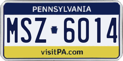 PA license plate MSZ6014