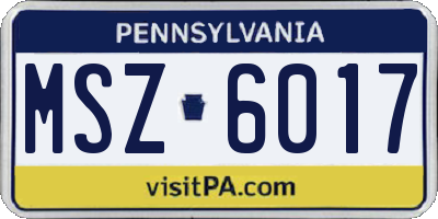 PA license plate MSZ6017