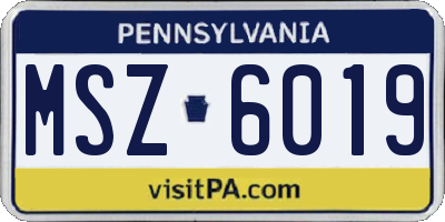 PA license plate MSZ6019