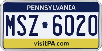 PA license plate MSZ6020
