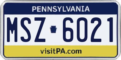 PA license plate MSZ6021
