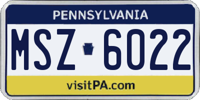 PA license plate MSZ6022