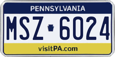 PA license plate MSZ6024