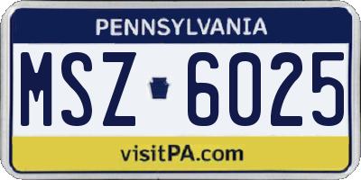 PA license plate MSZ6025