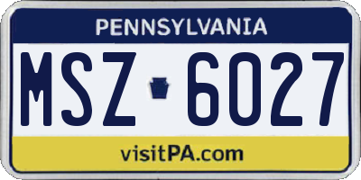 PA license plate MSZ6027
