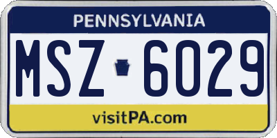 PA license plate MSZ6029