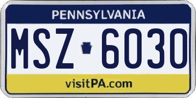 PA license plate MSZ6030