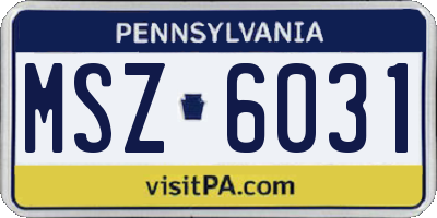 PA license plate MSZ6031