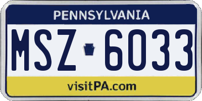 PA license plate MSZ6033
