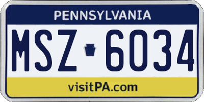 PA license plate MSZ6034