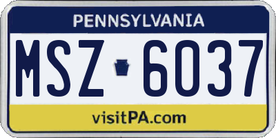 PA license plate MSZ6037