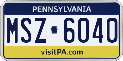 PA license plate MSZ6040
